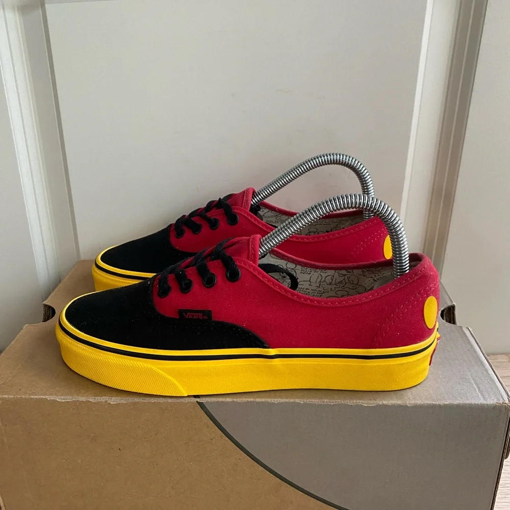 Vans X Disney 90th Anniversary Mickey Mouse Red Yellow Authentic Size M 6- W 7.5 - Picture 6 of 13